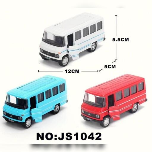 مینی بوس فلزی ماشین فلزی کوچک جنس خارجی موزیکال و چراغدار برند مستر کار